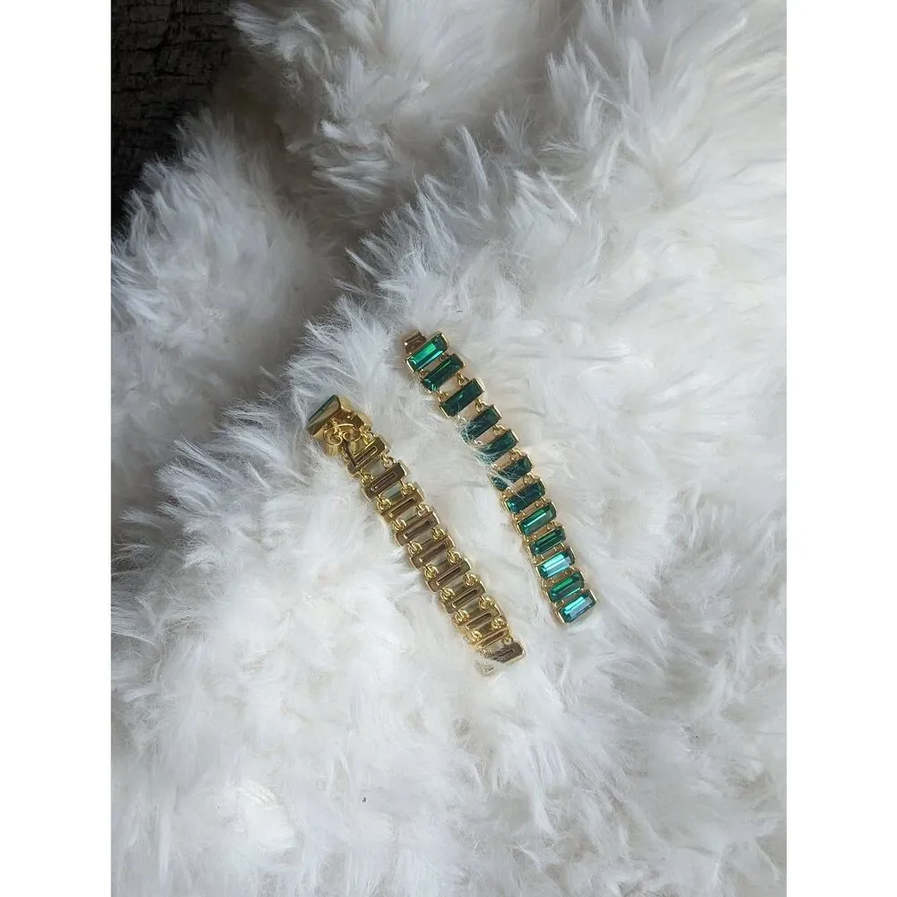 🎀 J. CREW Glass Baguette Chain Earrings